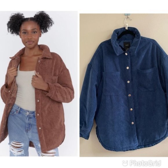 Forever 21 Jackets & Blazers - Forever 21 women’s corduroy padded jacket button up shacket blue size xl